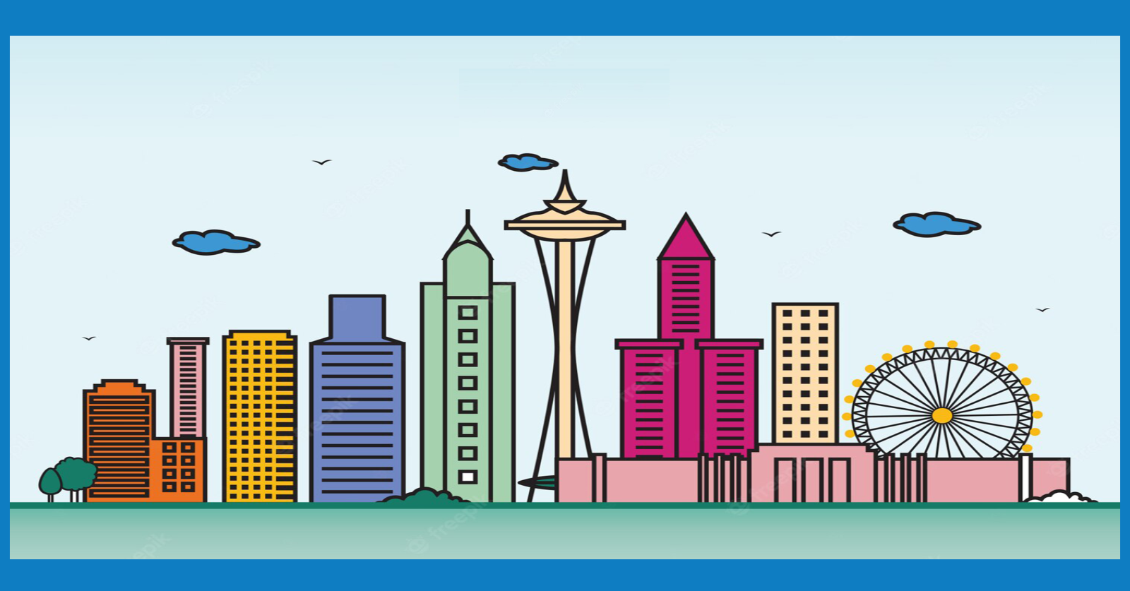 An illustration of the Seattle skyline